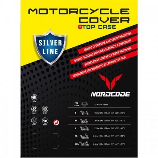 Κάλυμμα Μοτοσυκλέτας Nordcode Cover Silver Line +Top Case MEDIUM